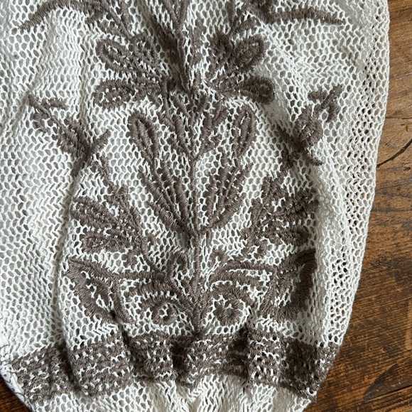 Free People Indigo Dreams Tunic - Cream and Tan Crochet Embroidered Medium M - Picture 7 of 9